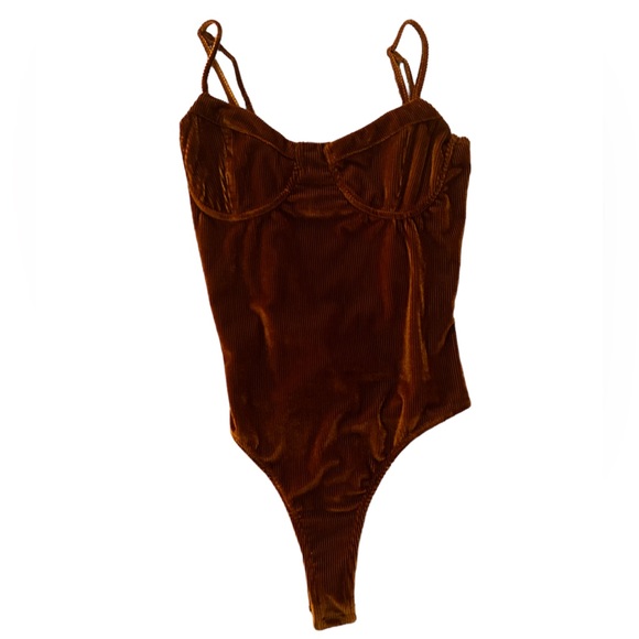 Revolve Superdown Underwire Bodysuit Size S Burnt Orange - Picture 5 of 5